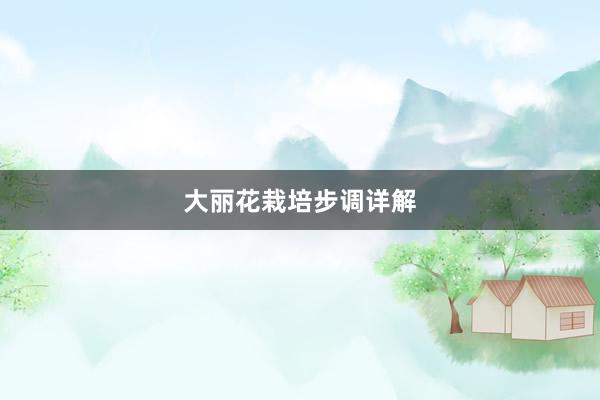 大丽花栽培步调详解